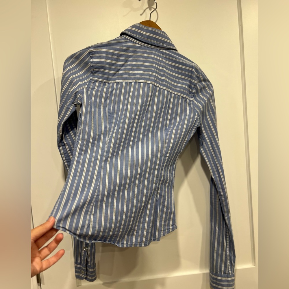 Hollister Blue and White Striped Shirt - Picture 14 of 15